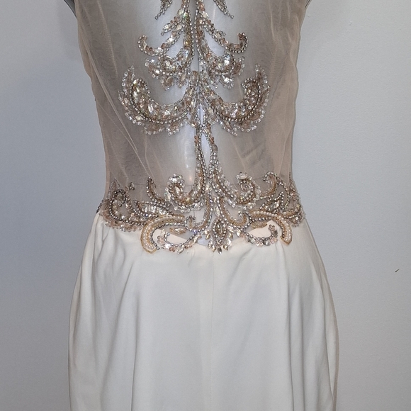 Elegant Cream and Gold Embellished Dress - Picture 5 of 9
